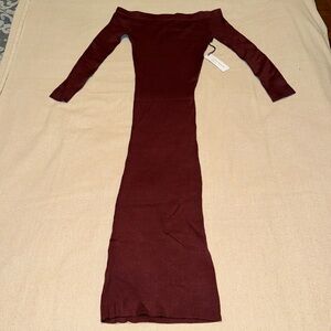 Mauve Knit Rib Off Shoulder Dress ✨Brand New✨